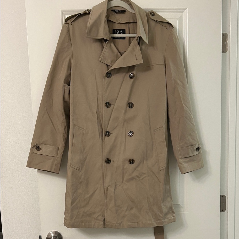 Jos. A. Bank Beige Double-Breasted Trench Coat with removable liner NWOT